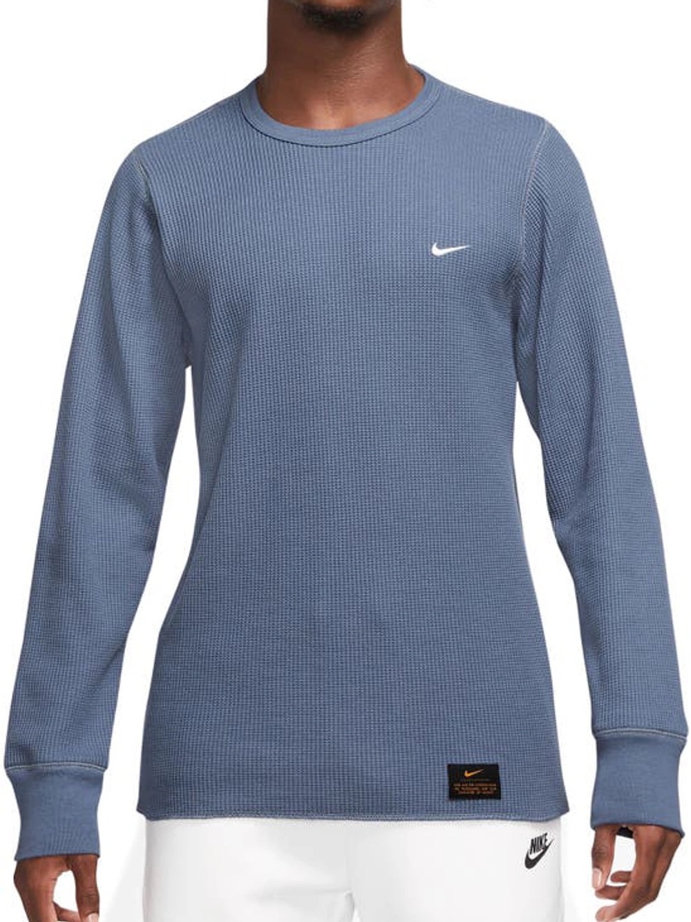 Nike Life Long-sleeve Heavyweight Waffle Top In Blue